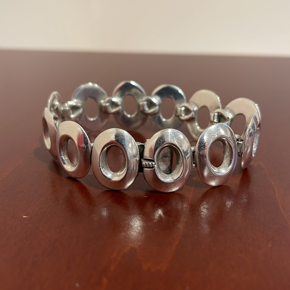 Weiss Sterling Silver Modernist Style Bracelet - Signed Weiss / Marked 925 7.25”